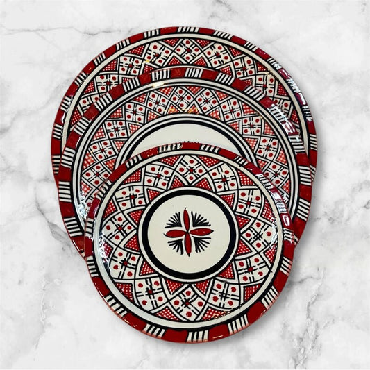 Moroccan Pottery Plates  hand painted  Ceramic 3 Dinner Plates