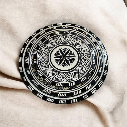 Moroccan Pottery Plates set  Handmade  Ceramic 3 Dinner Plates