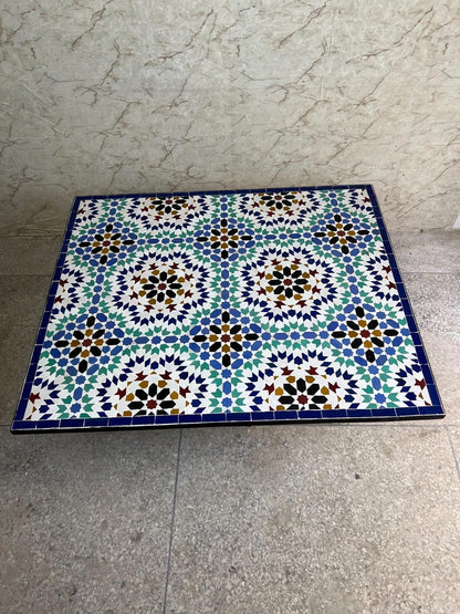 Moroccan Mosaic Table – Handmade Colorful Zellige Table from Fez
