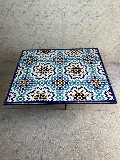 Moroccan Mosaic Table – Handmade Colorful Zellige Table from Fez