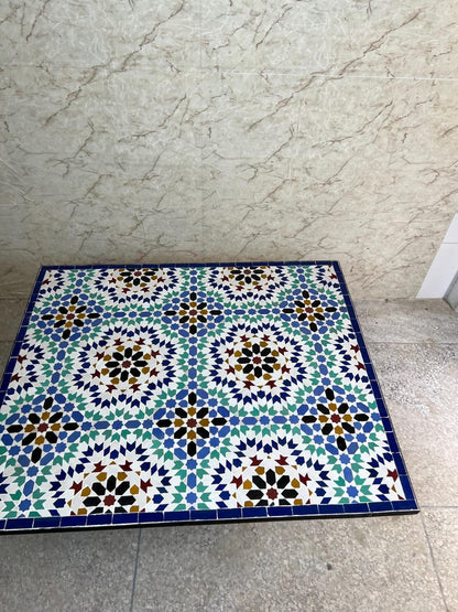 Moroccan Mosaic Table – Handmade Colorful Zellige Table from Fez