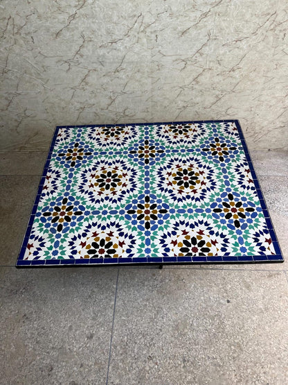 Moroccan Mosaic Table – Handmade Colorful Zellige Table from Fez