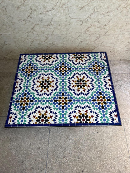 Moroccan Mosaic Table – Handmade Colorful Zellige Table from Fez