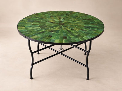 Moroccan Zellige Mosaic Table – Handmade Round Ceramic Tile Table