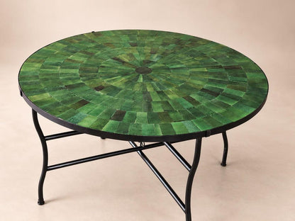 Moroccan Zellige Mosaic Table – Handmade Round Ceramic Tile Table