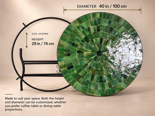 Moroccan Zellige Mosaic Table – Handmade Round Ceramic Tile Table