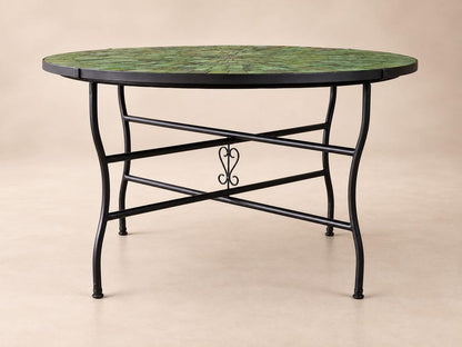 Moroccan Zellige Mosaic Table – Handmade Round Ceramic Tile Table