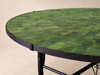 Moroccan Zellige Mosaic Table – Handmade Round Ceramic Tile Table