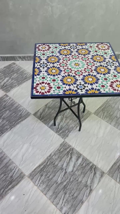 Handmade Moroccan Mosaic Table – Authentic Zellige Art