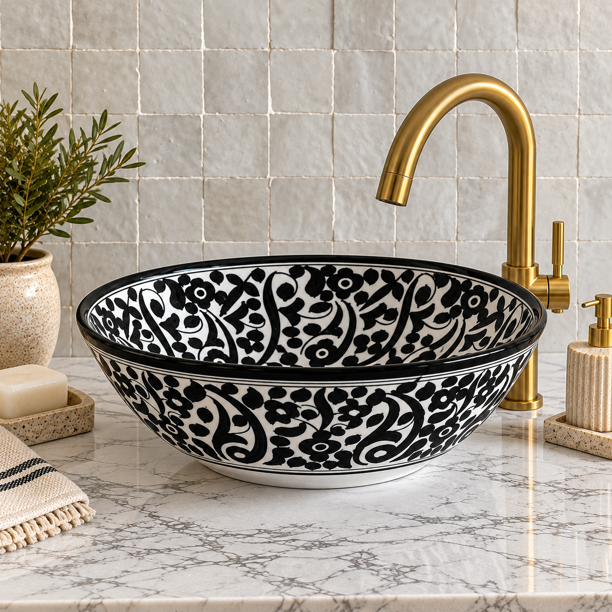 moroccan fez pottery  sink