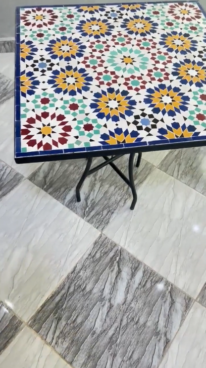 Handmade Moroccan Mosaic Table – Authentic Zellige Art